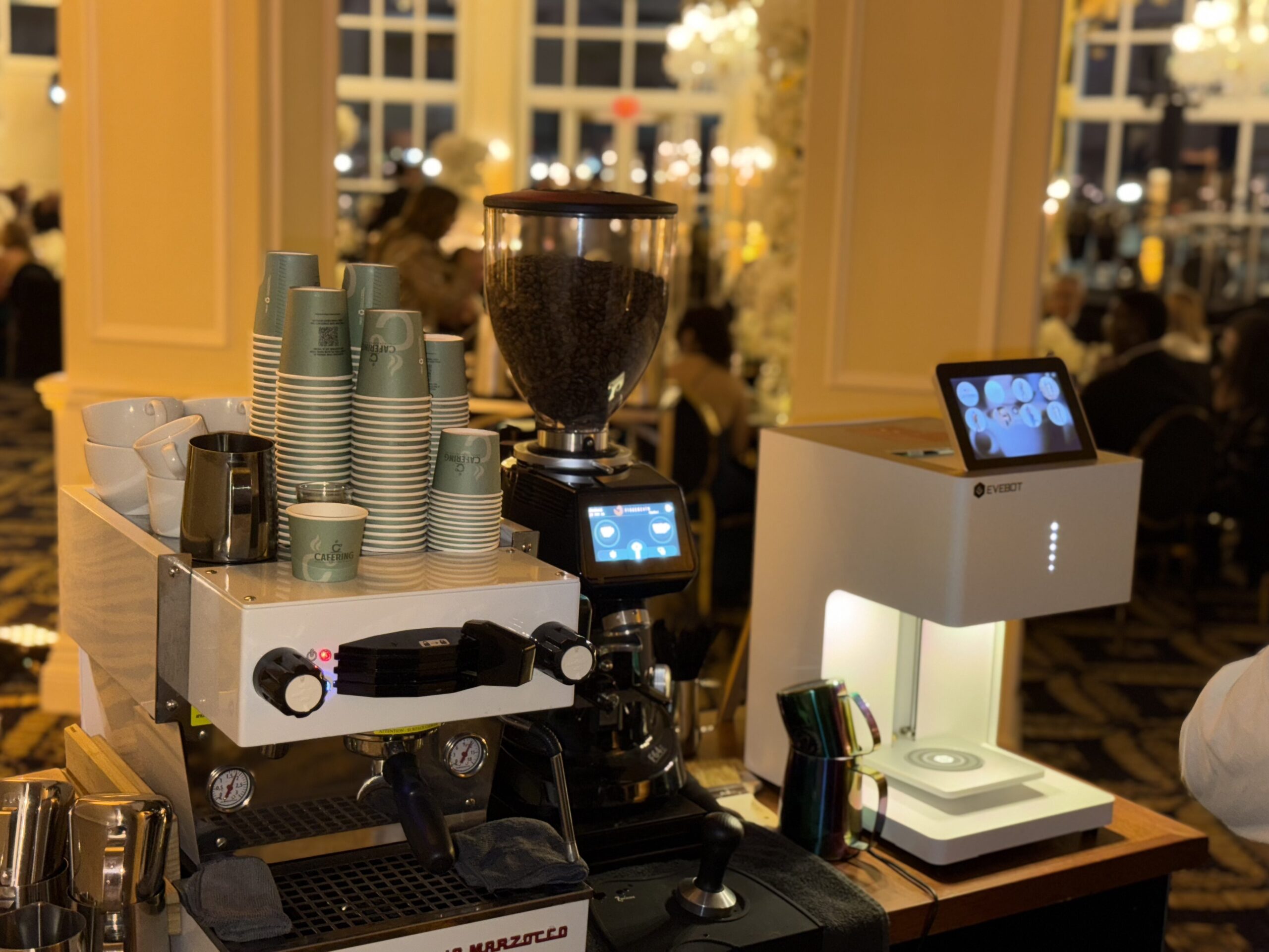 Cafering coffee cart set up at a private wedding for a professional athlete at Trump National Doral