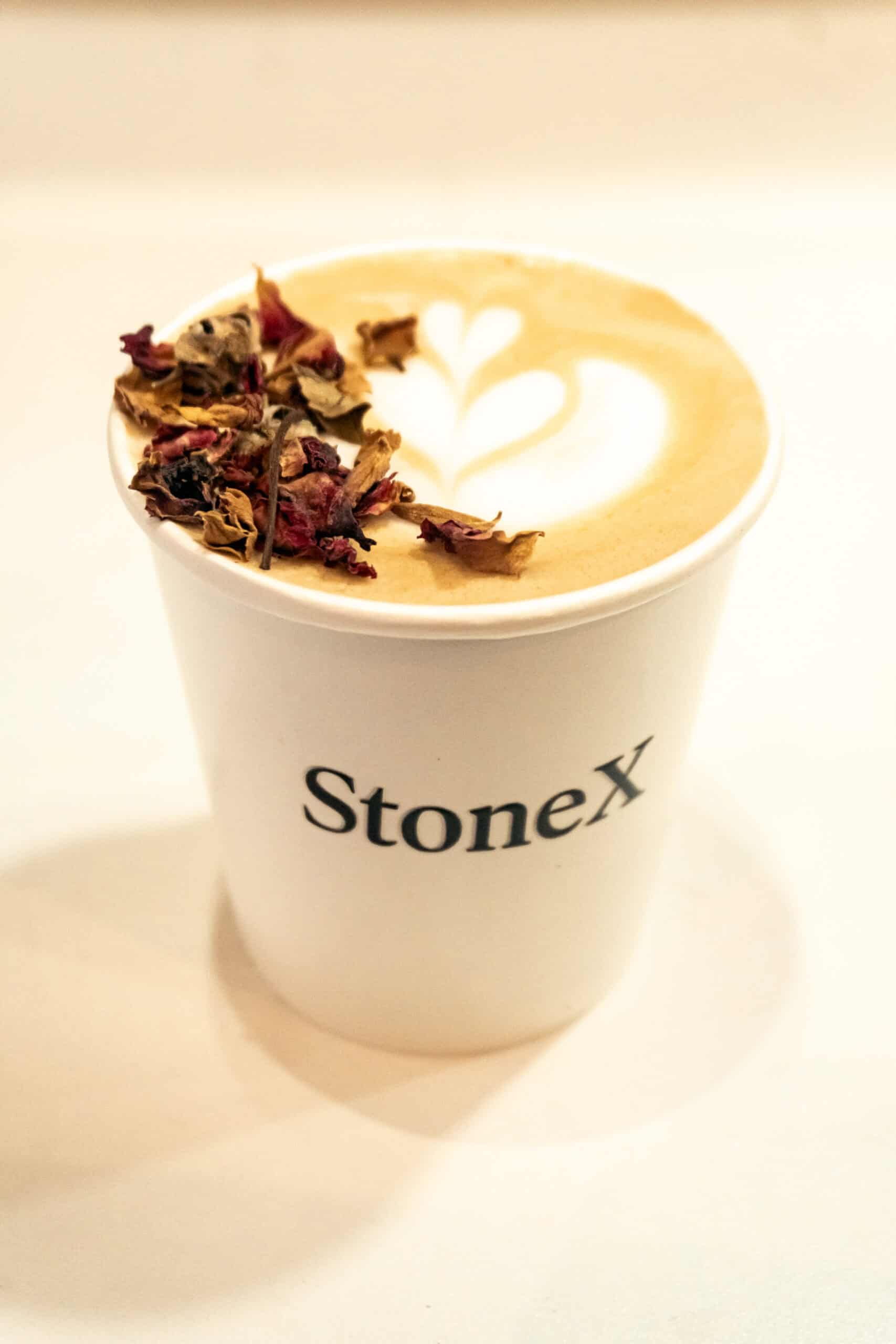 Branded coffee cup close-up