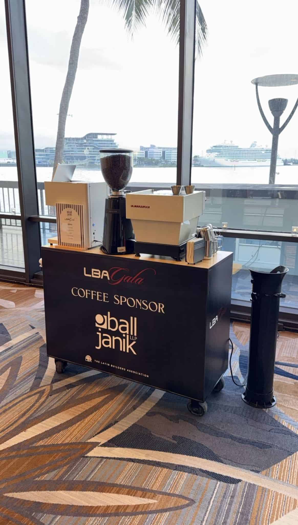 Branded coffee cart at a Miami brand activation
