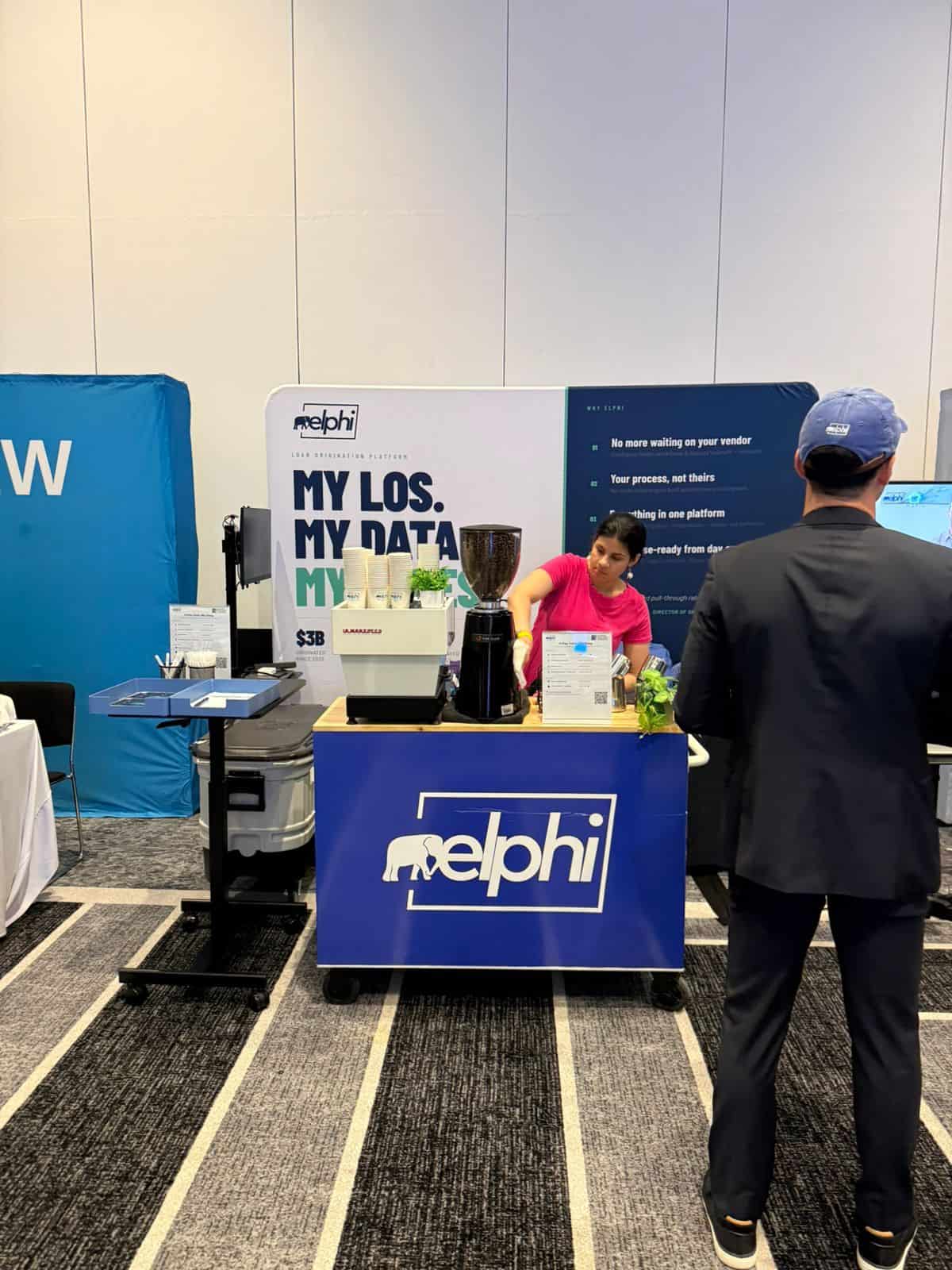Coffee cart at the Elphi technology conference booth, Loews Miami Beach