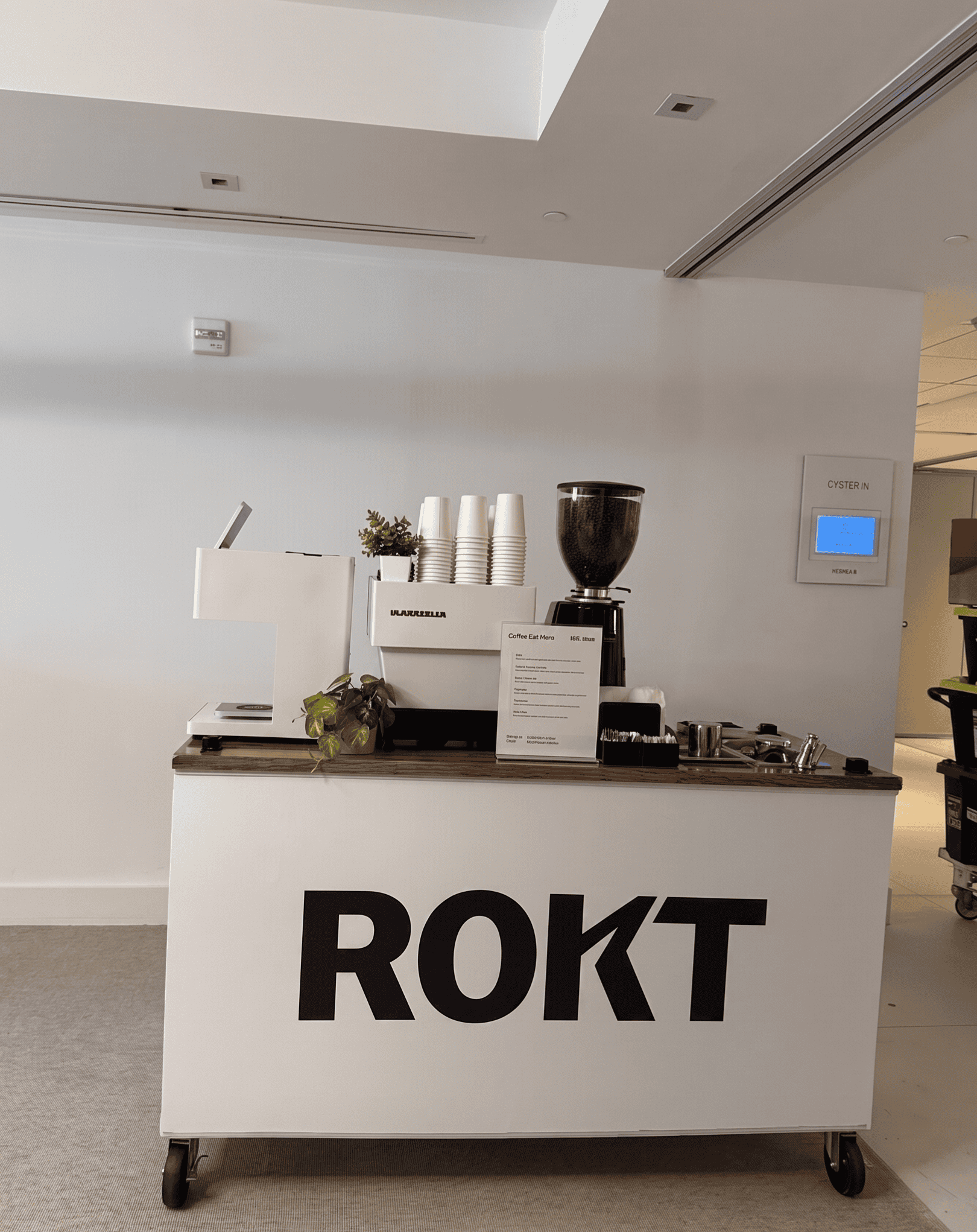 Cafering branded coffee cart at 1 Hotel South Beach — F1 Miami weekend, ROKT executive event