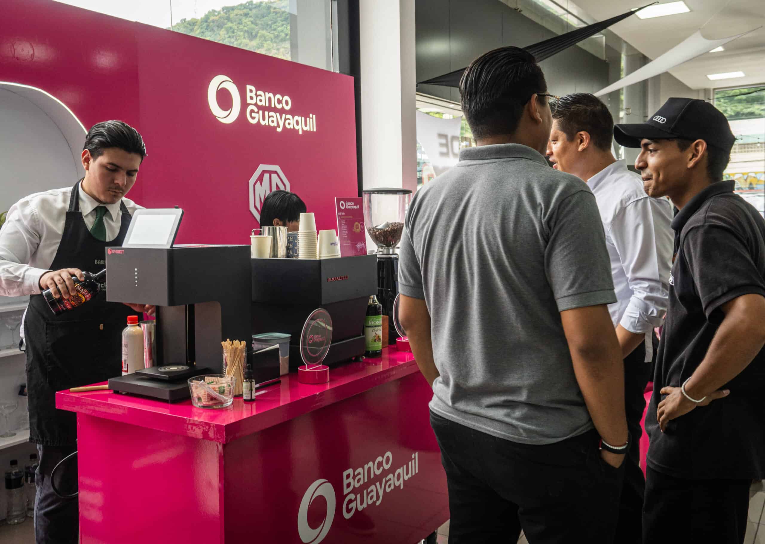Guests waiting at a Cafering coffee station