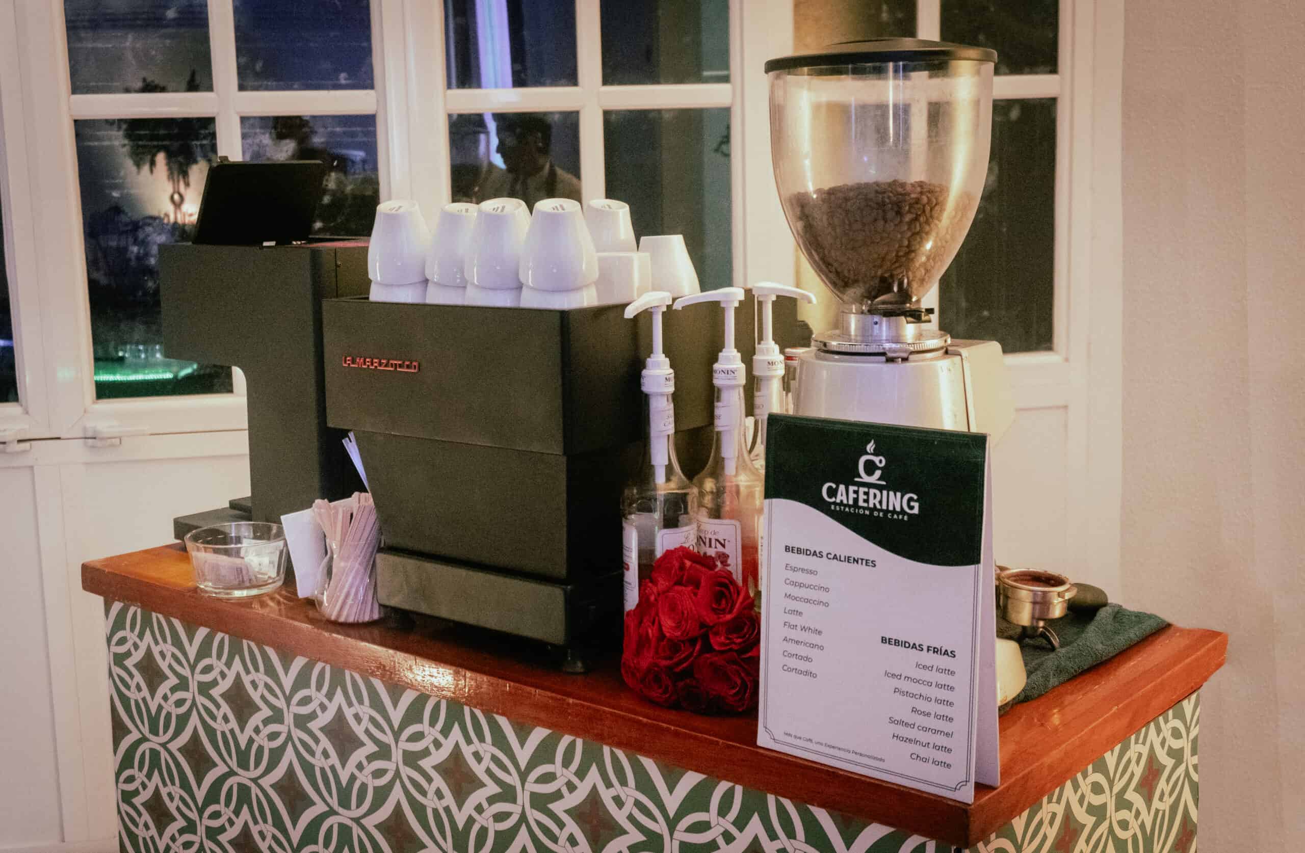 Cafering coffee cart setup at a wedding