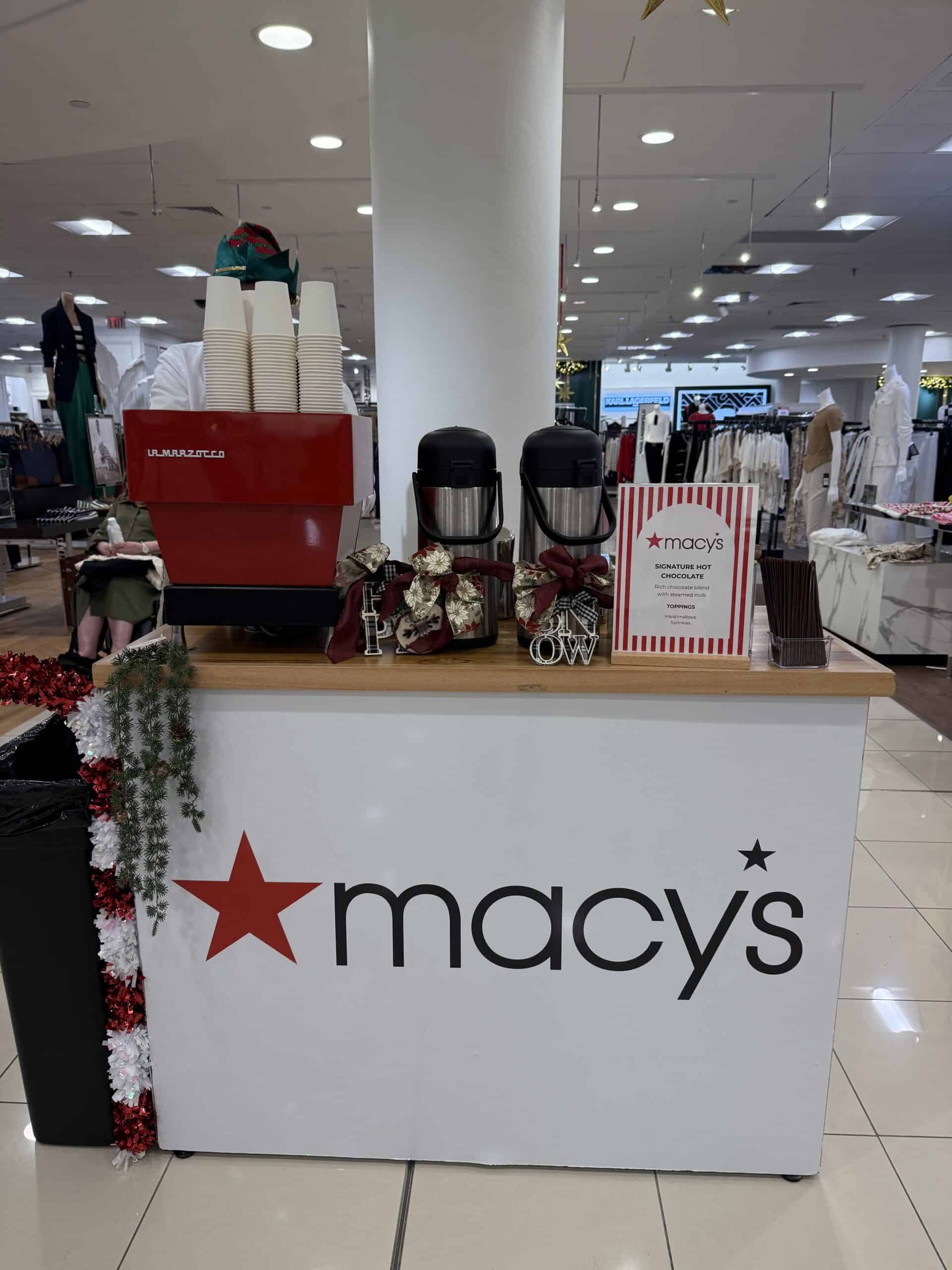 Cafering hot chocolate cart at a Macy's in-store activation, Aventura Mall