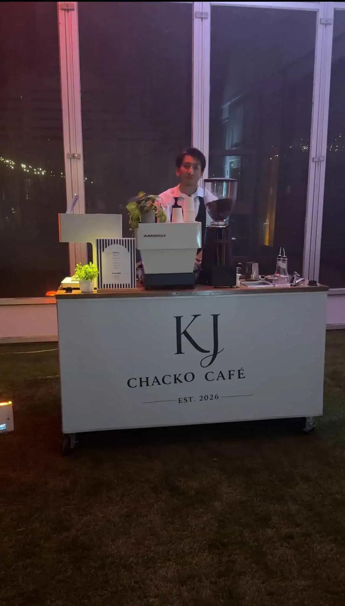 Branded coffee cart at a wedding in Homestead