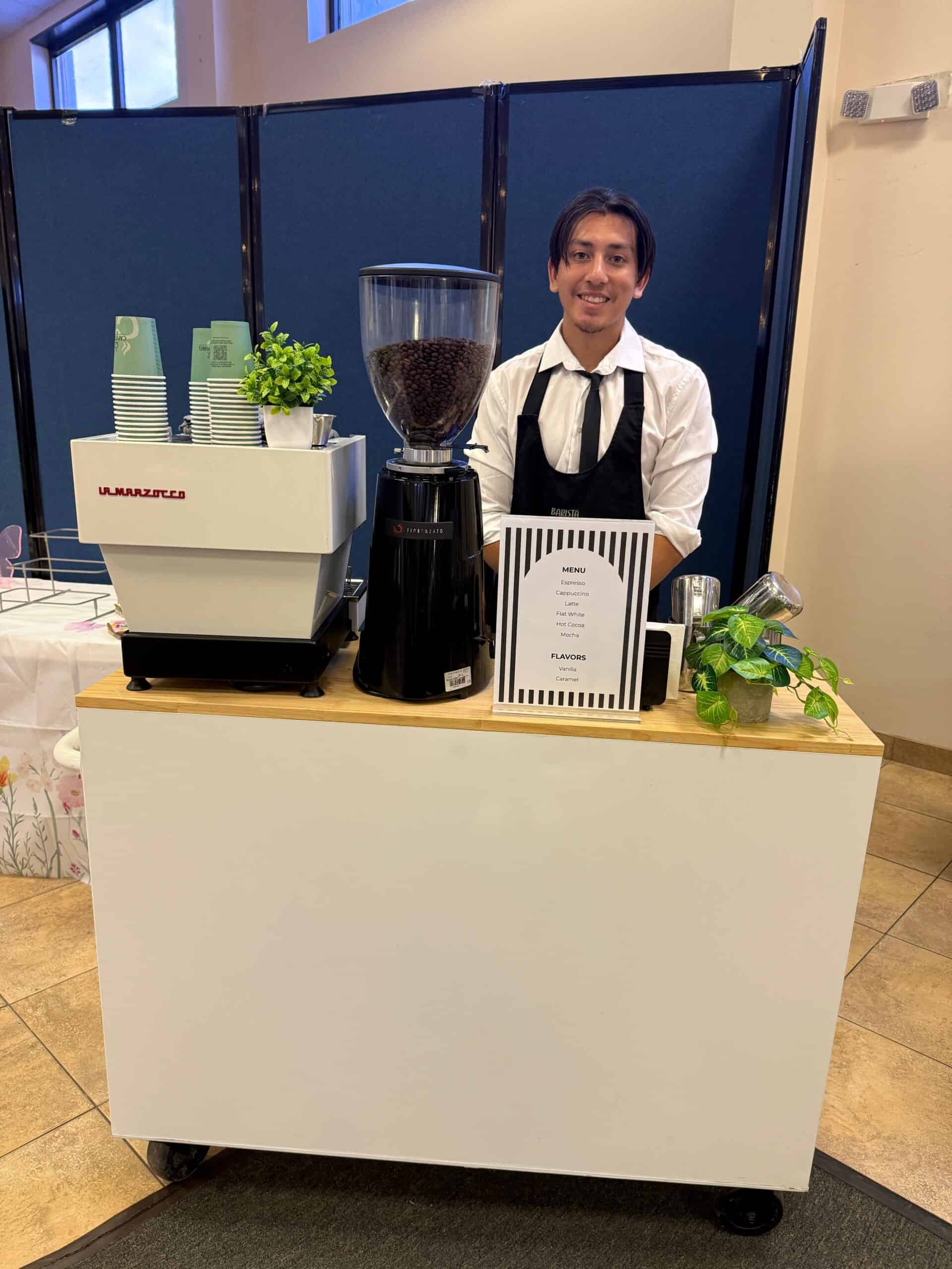 Cafering coffee cart at the Butterfly Bingo fundraiser for Kids in Distress at St. Bonaventure