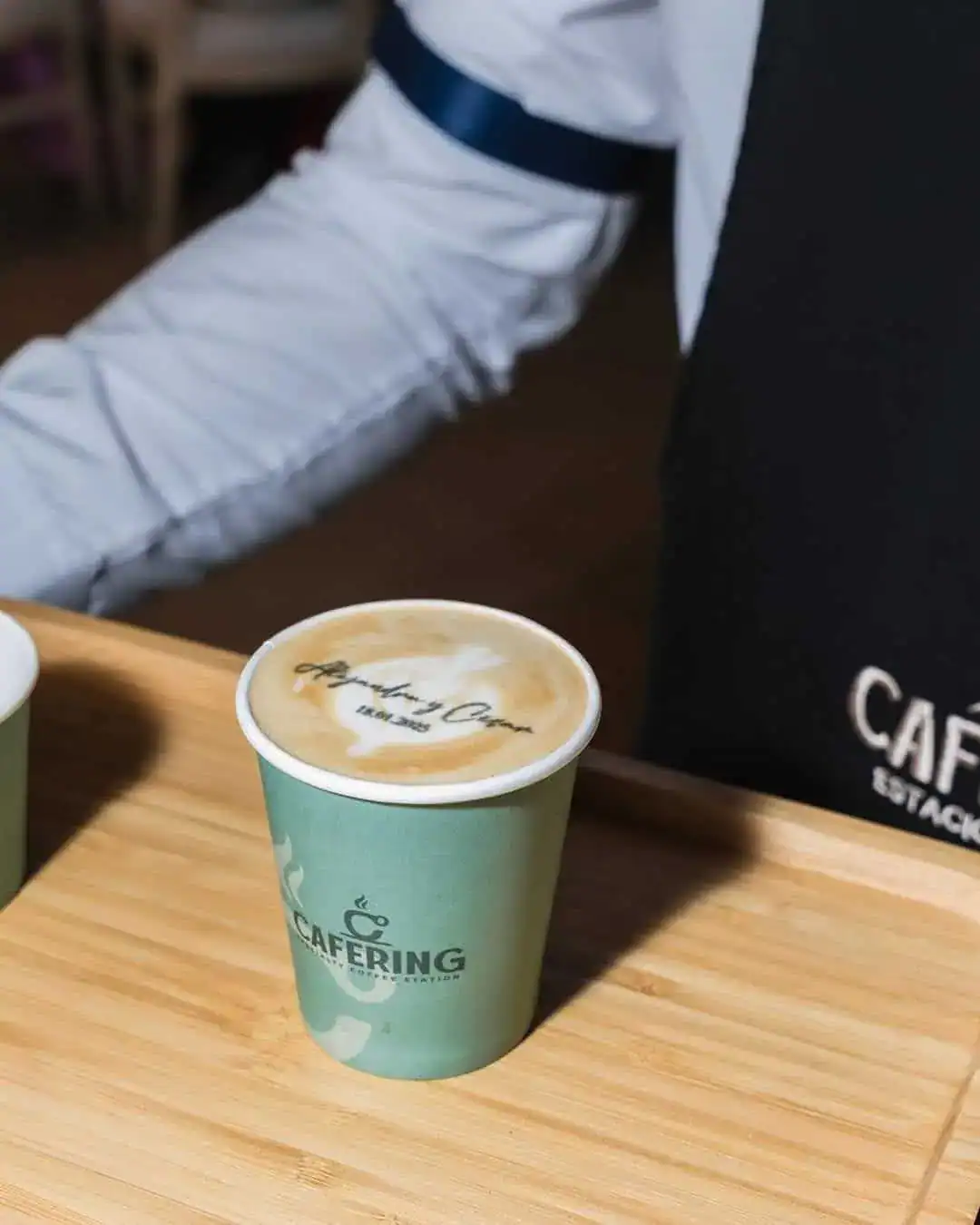 Wedding coffee printing detail shot